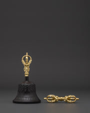 Traditional Himalayan Bell and Vajra Set | Brass and Bronze Vajrayana Ritual Instrument