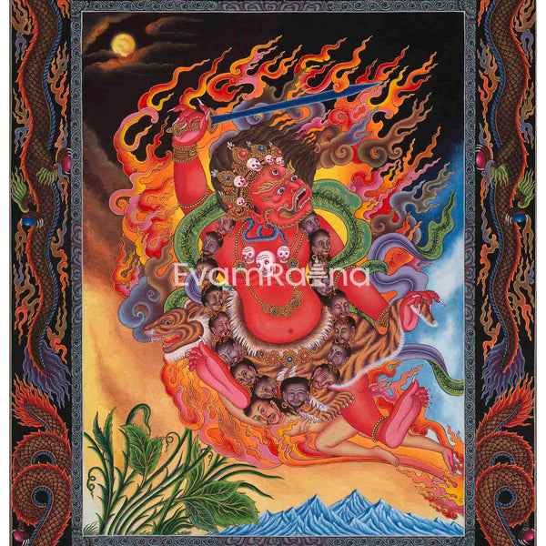 Hand-painted Fine Quality, Mahakala, popular Kala Bhairabha, Thangka Painting 19 x 24-Inch