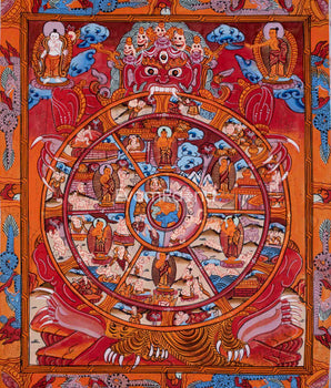 Rare Hand Painted Wheel of Life Thangka
