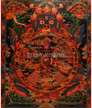 Original Hand-Painted Oil-Varnished Wheel of Life