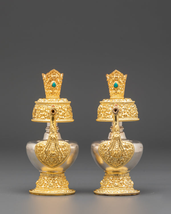 Himalayan Bhumba Pair | Tibetan Buddhist Water Offering Vases