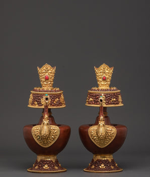 Pair of Tibetan Bhumba Vases