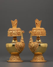 Large Gold-Plated Tibetan Bhumba Ritual Set