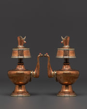 Copper Bumpa Set with Bird-Form Spouts