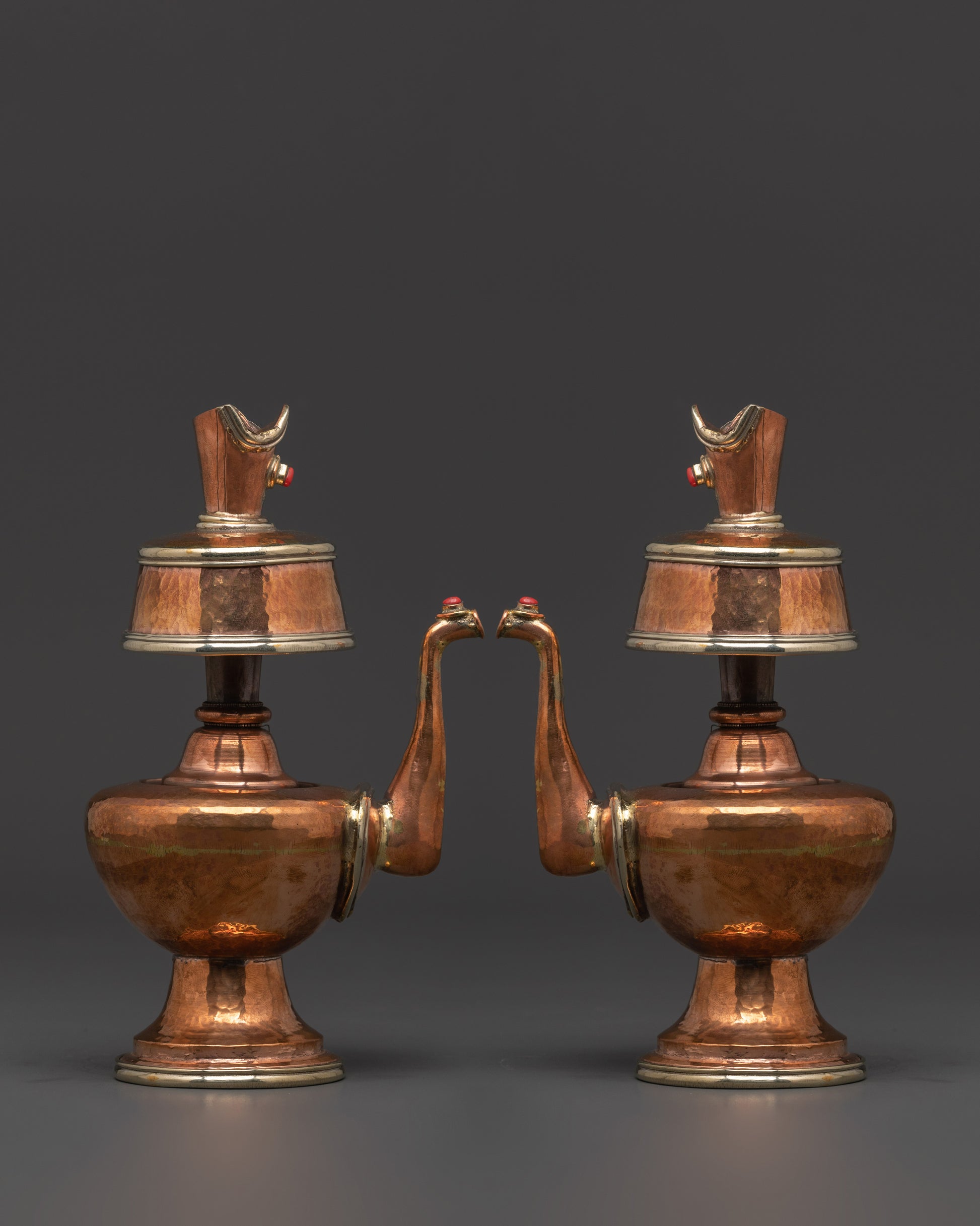 Copper Bumpa Set with Bird-Form Spouts