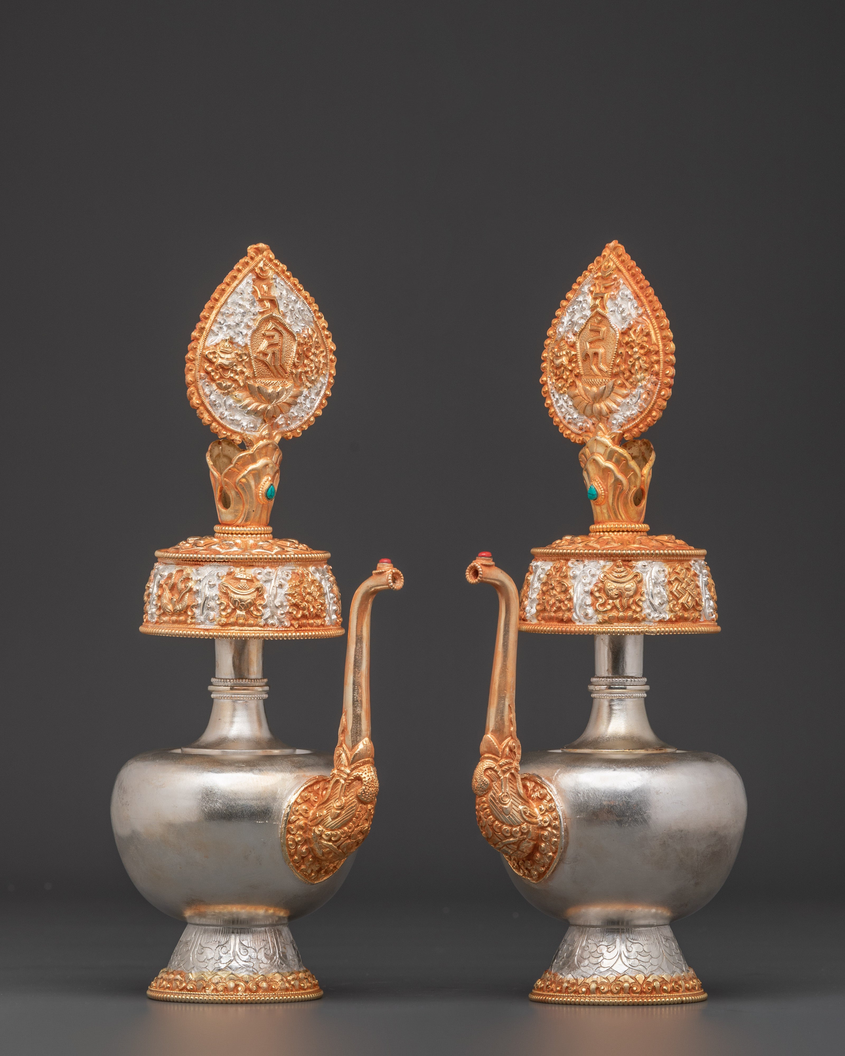 Decorative Bhumba Altar Set | Handcrafted Copper with Gold & Silver Plating