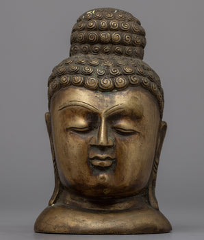 Handcrafted Brass Big Buddha Head | Exquisite Artwork for Serenity and Spiritual Decor