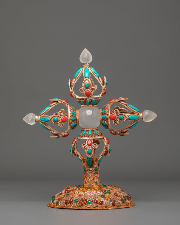 Sacred Tibetan Buddhist Vishva Vajra | Double Vajra Ritual Altar Piece