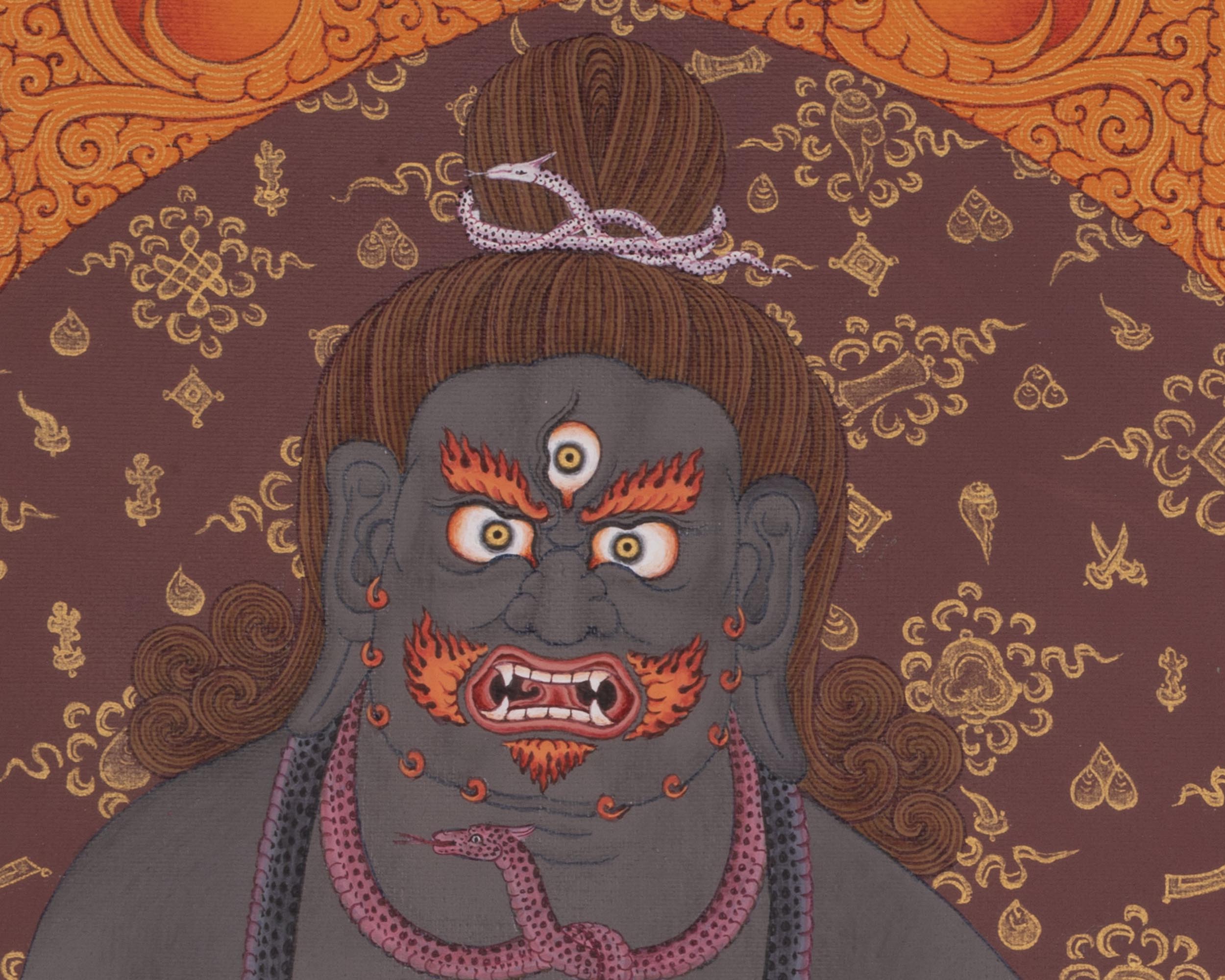 Traditional Black Dzambhala Thangka Print | Print on Cotton Canvas | Wall Decor