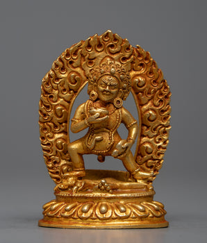 24k Gold Plated Black Jambhala Statue