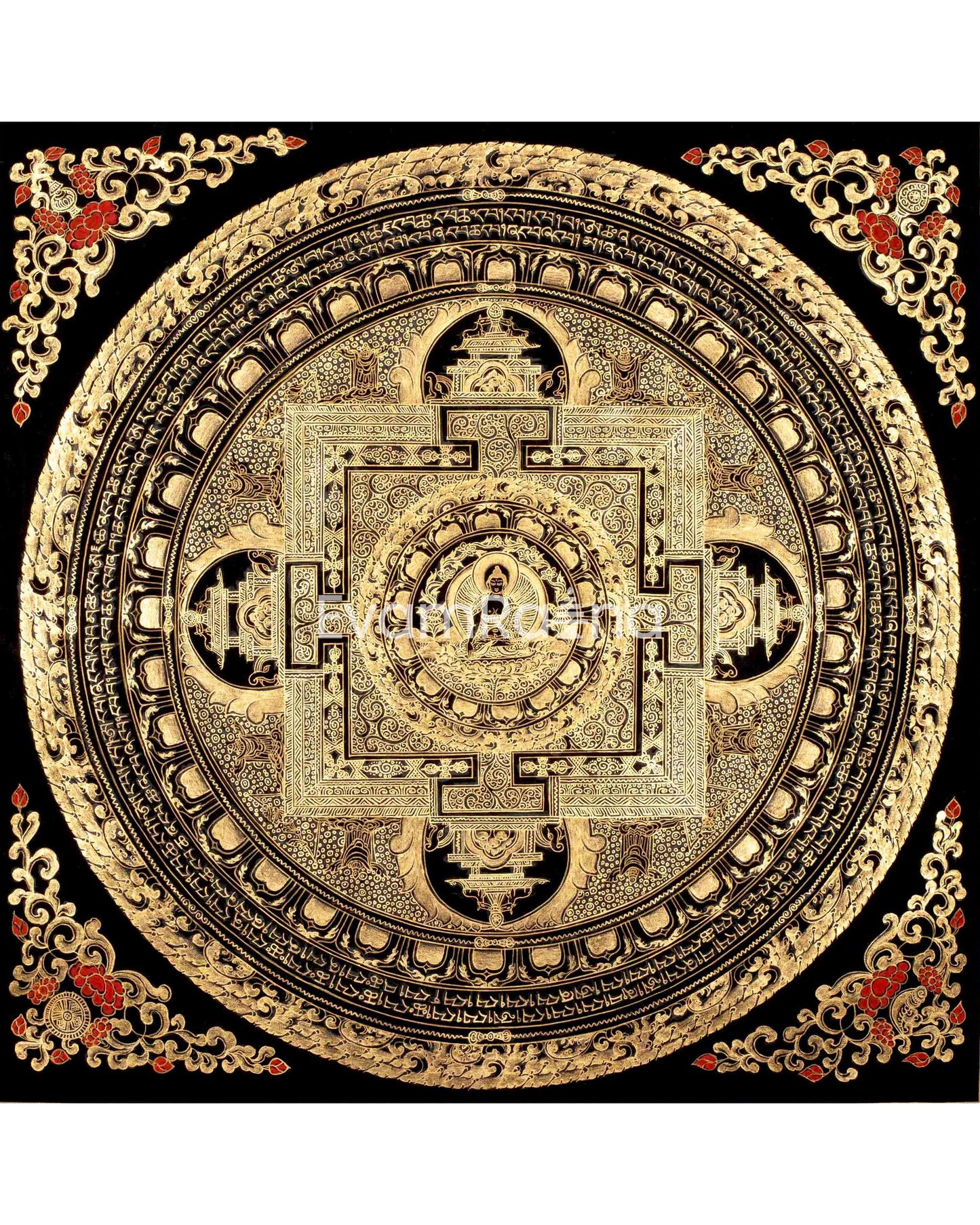 Black and Gold Style Shakyamuni Buddha Mandala | Wall Hanging Meditation Art