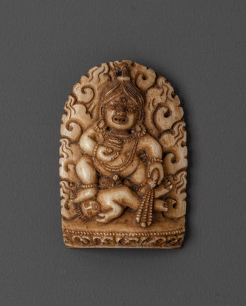 Hand-Carved Bone White Dzambhala Sculpture