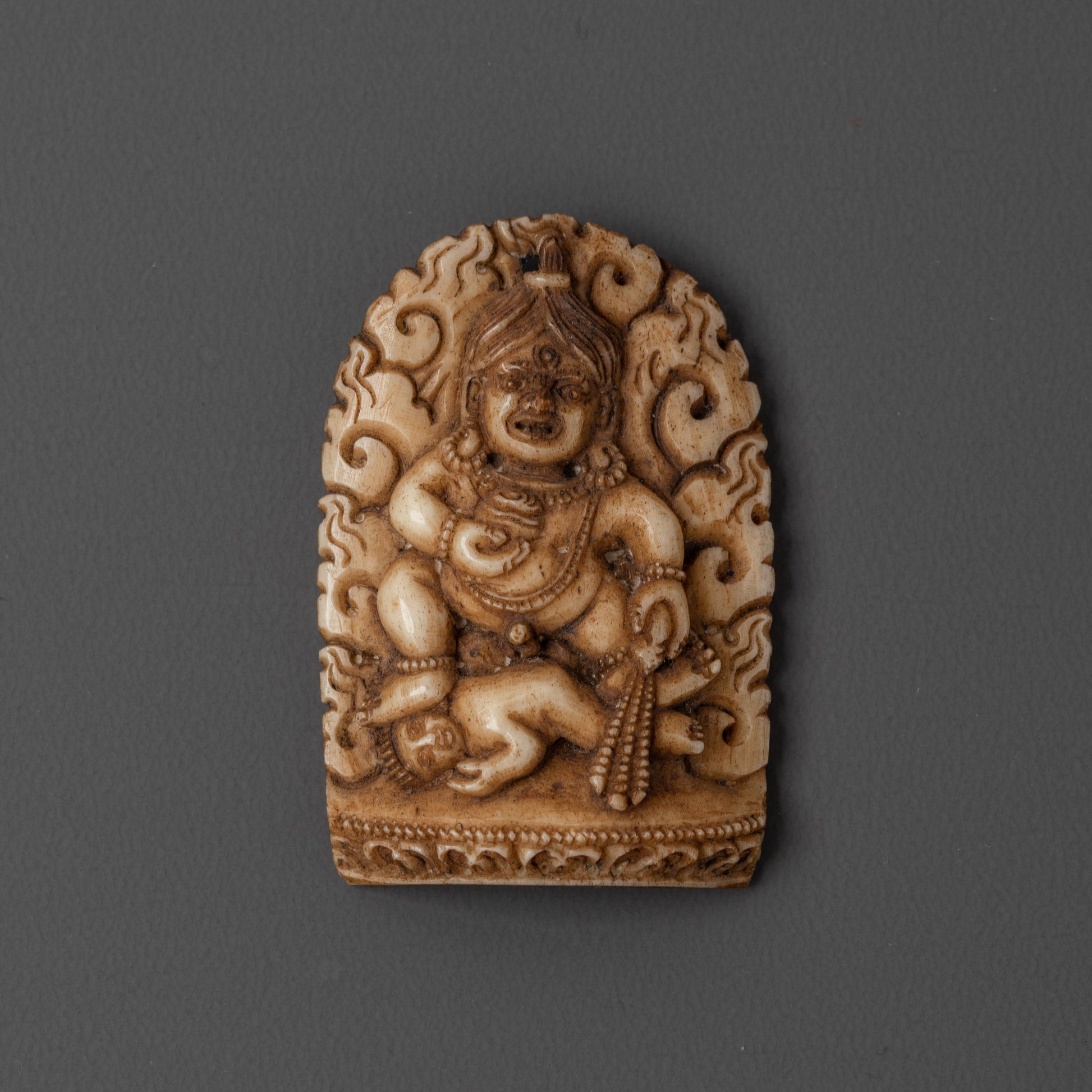 Hand-Carved Bone White Dzambhala Sculpture