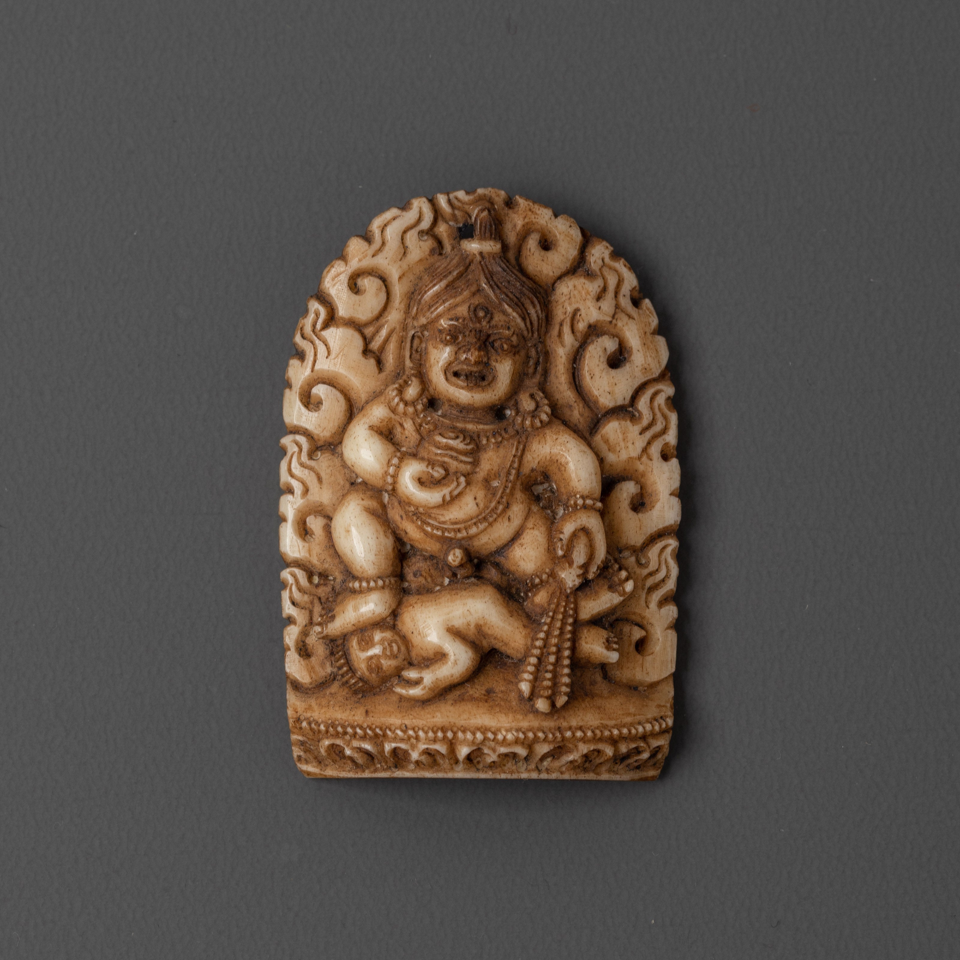 Hand-Carved Bone White Dzambhala Sculpture