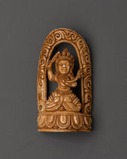 Black Manjushri Buddhist Carved Plaque | Tibetan Bone Carving Artwork