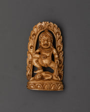 Black Dzambhala Tibetan Carved Plaque | Buddhist Wealth Deity Artwork