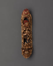 Simhamukha Buddhist Carved Plaque | Tibetan Bone Carving Artwork