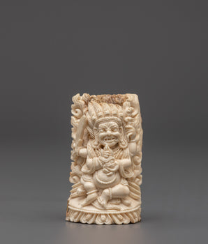 Handcarved Tantric Mahakala Bone Sculpture | Buddhist Protector Deity