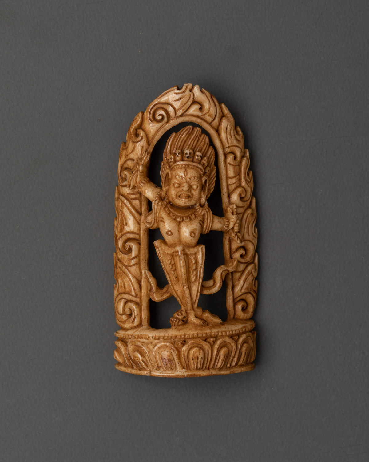 Vajrapani Tibetan Carved Plaque | Buddhist Protector Deity Artwork