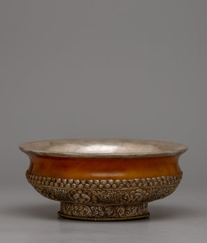 Silver Bowl with Yellow Jade