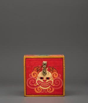 Tibetan box featuring a wrathful deity face