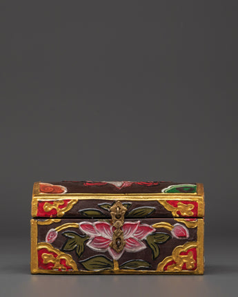 Tibetan Hand-Painted Wooden Box