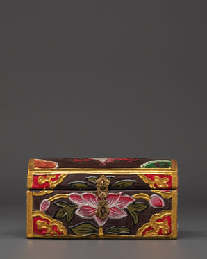 Tibetan Hand-Painted Wooden Box