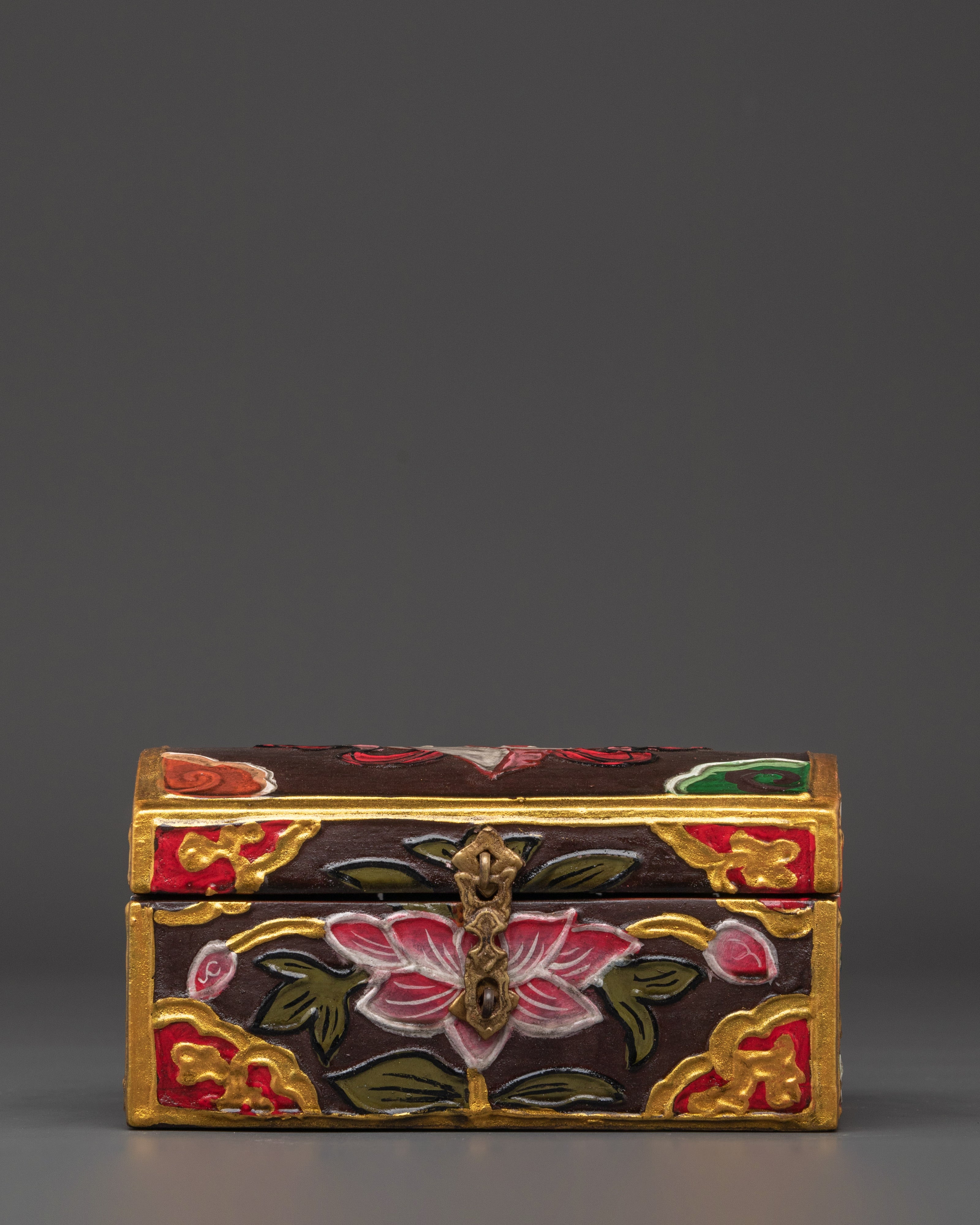 Tibetan Hand-Painted Wooden Box