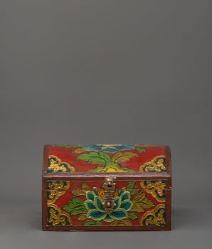 Red Tibetan wooden box