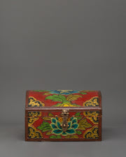 Red Tibetan wooden box