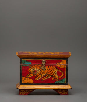 Hand-Painted Wooden Tiger Box
