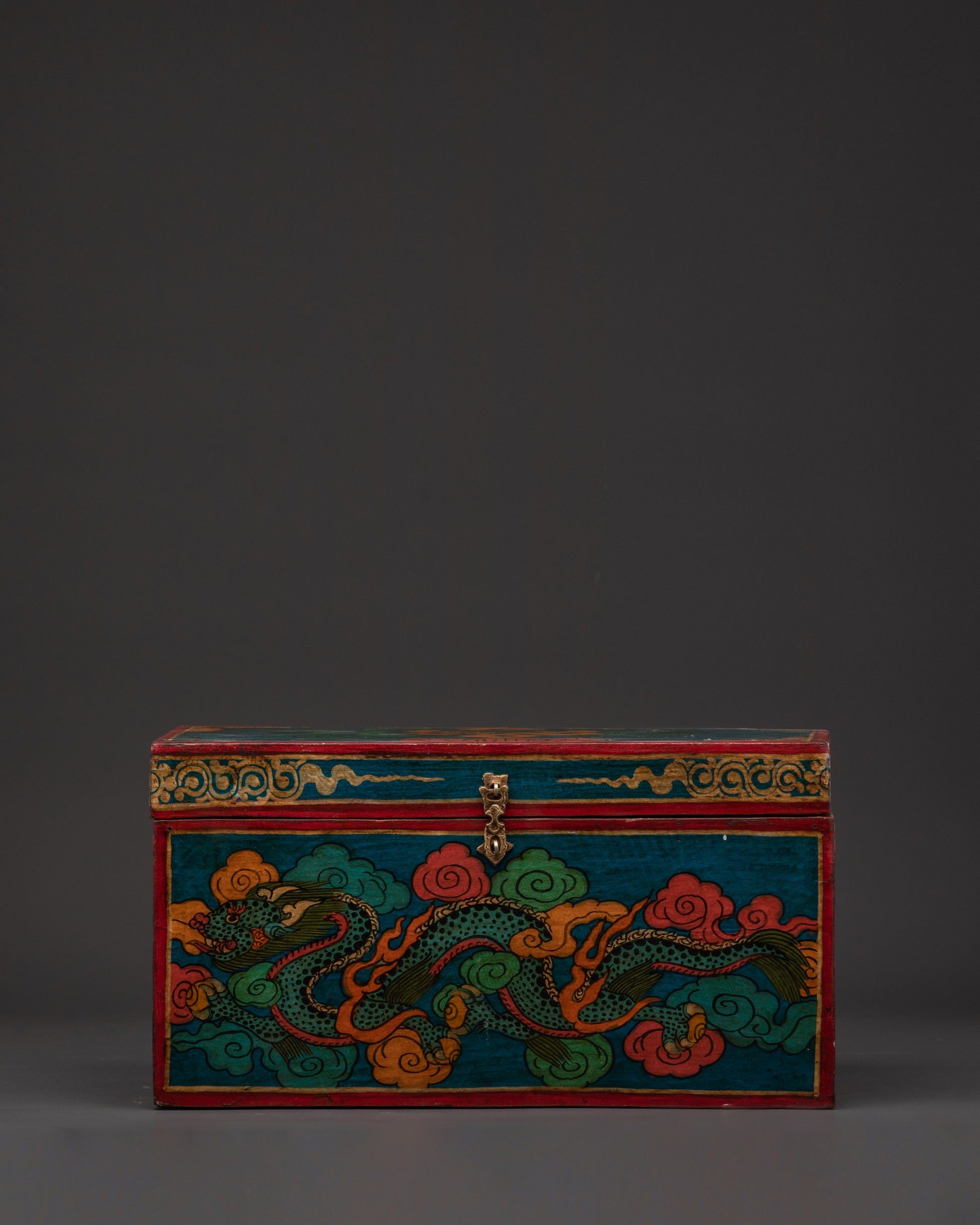 Tibetan Dragon Wooden Box