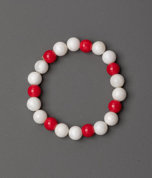 Handmade Red White Beaded Bracelet