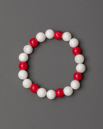 Handmade Red White Beaded Bracelet