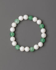 Green and White Beaded Bracelet