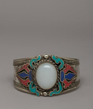 White Metal with Gemstone Bracelet