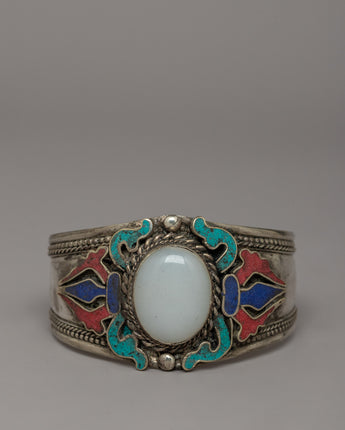 White Metal with Gemstone Bracelet