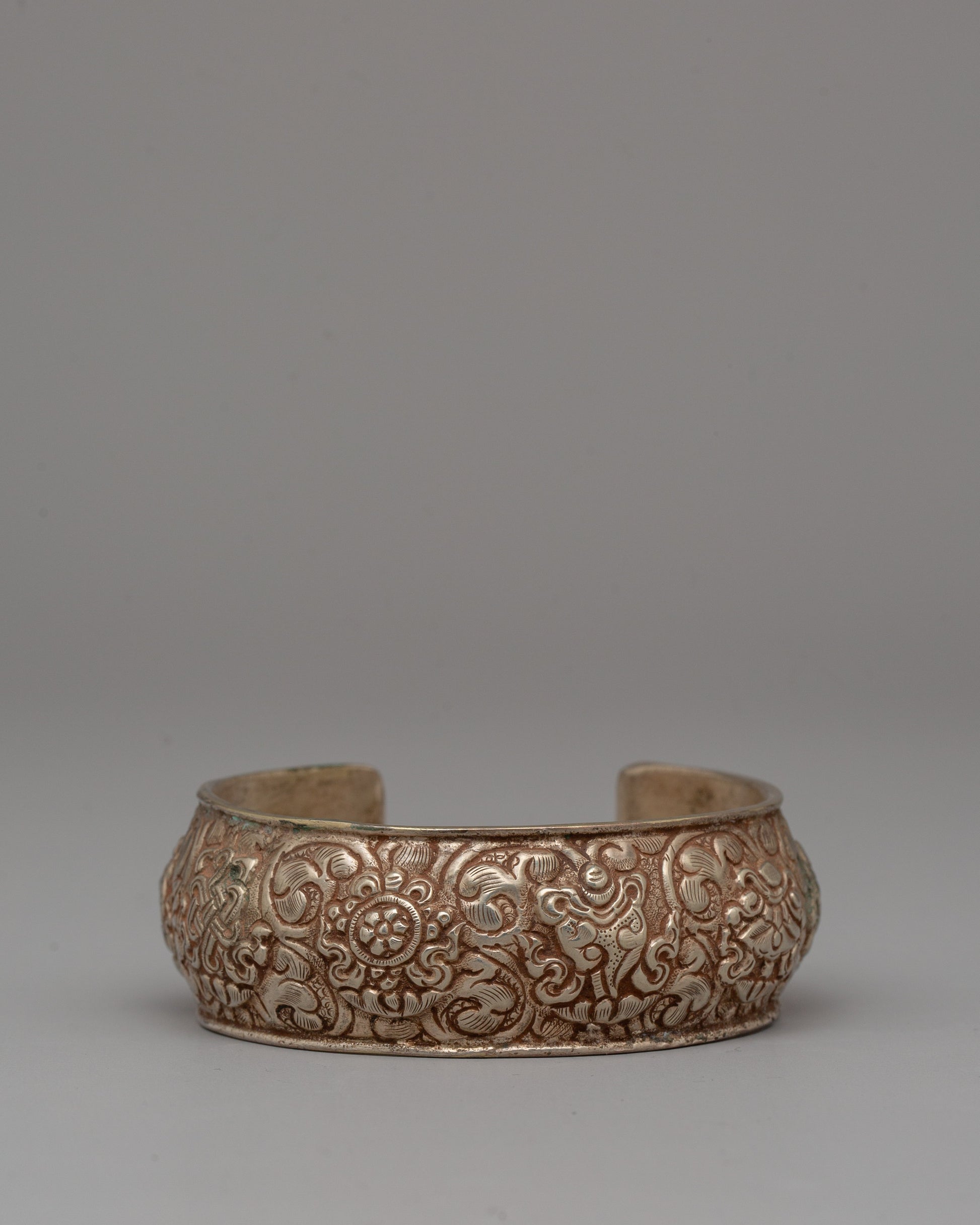 Ornate White Metal Bracelet 