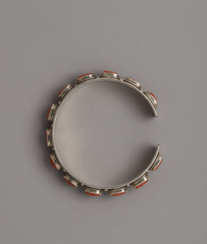Silver & Coral Tibetan Bracelet