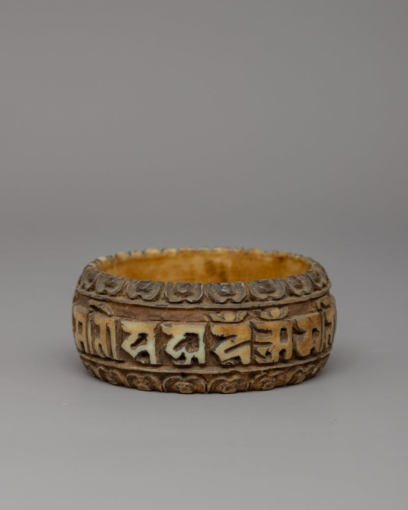 Traditionally Handcarved Mani Mantra Bangle | Tibetan Om Mani Padme Hum