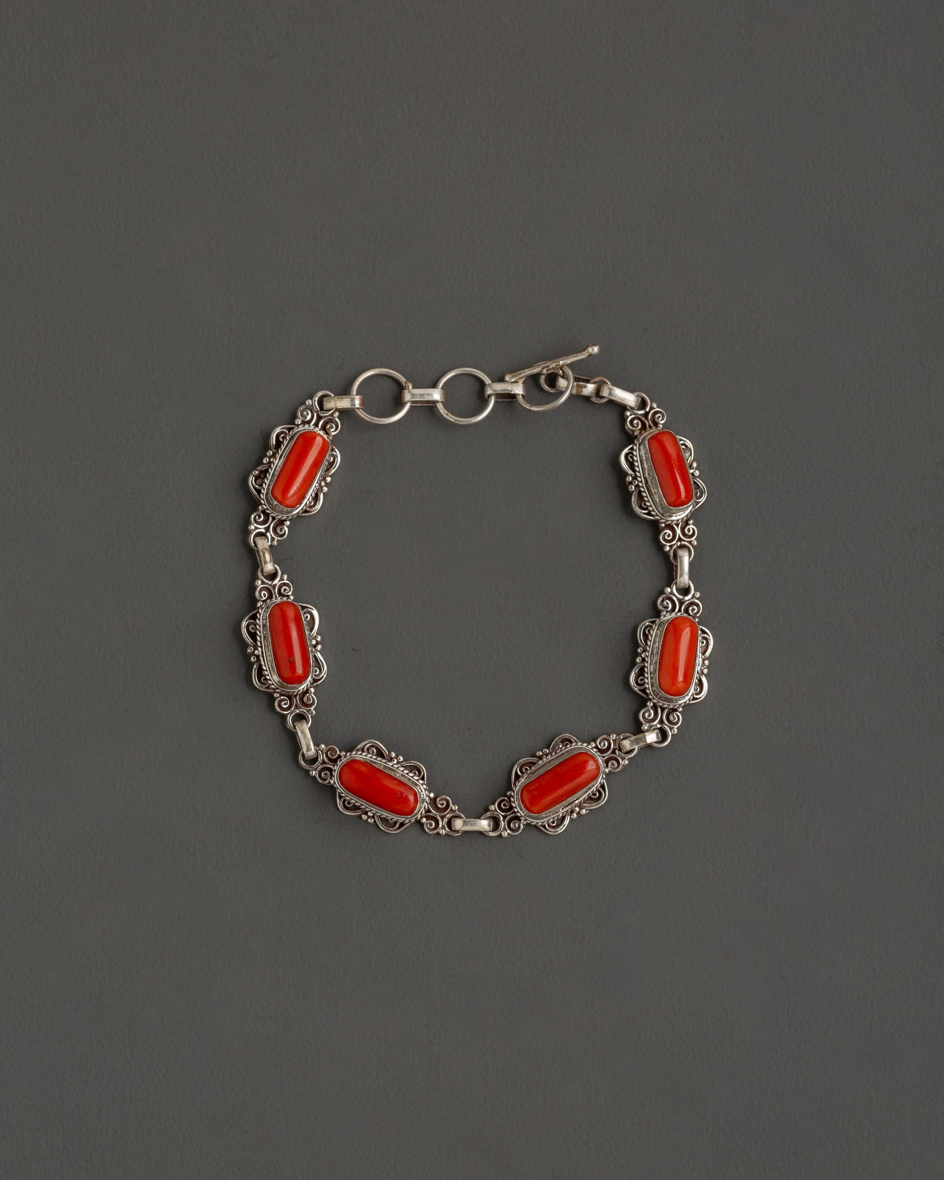 Sterling Silver Coral Bracelet