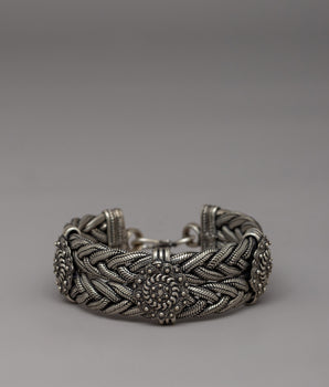 Braided White Metal Bracelet