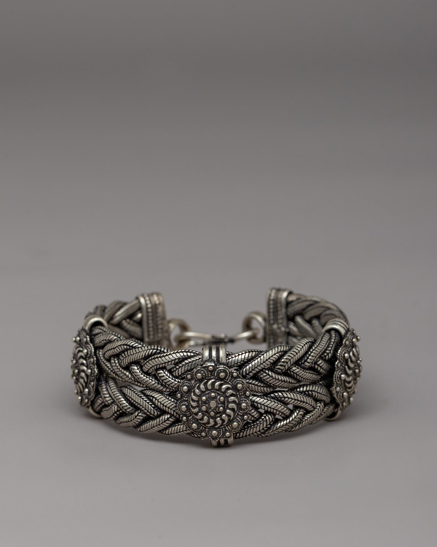 Braided White Metal Bracelet