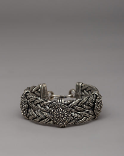 Braided White Metal Bracelet