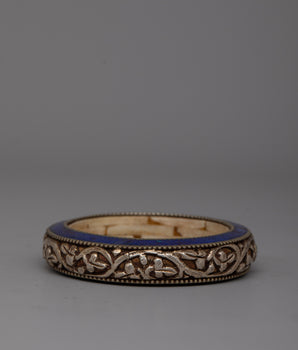 Tibetan Silver Lapis Lazuli Bangle