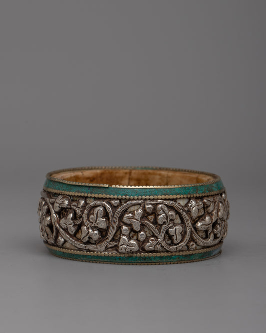 Tibetan Tribal Silver Bangle