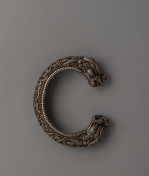 18K Silver Dragon Head Bracelet