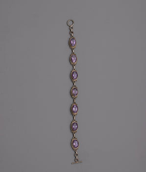 Amethyst Silver Bracelet | Unique Jewelry Gift with Handmade Pure Silver