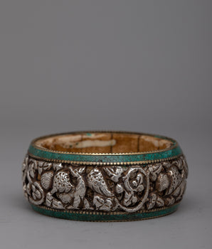 Silver Carved on Bangle