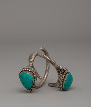 Tibetan Silver Earrings with Turquoise